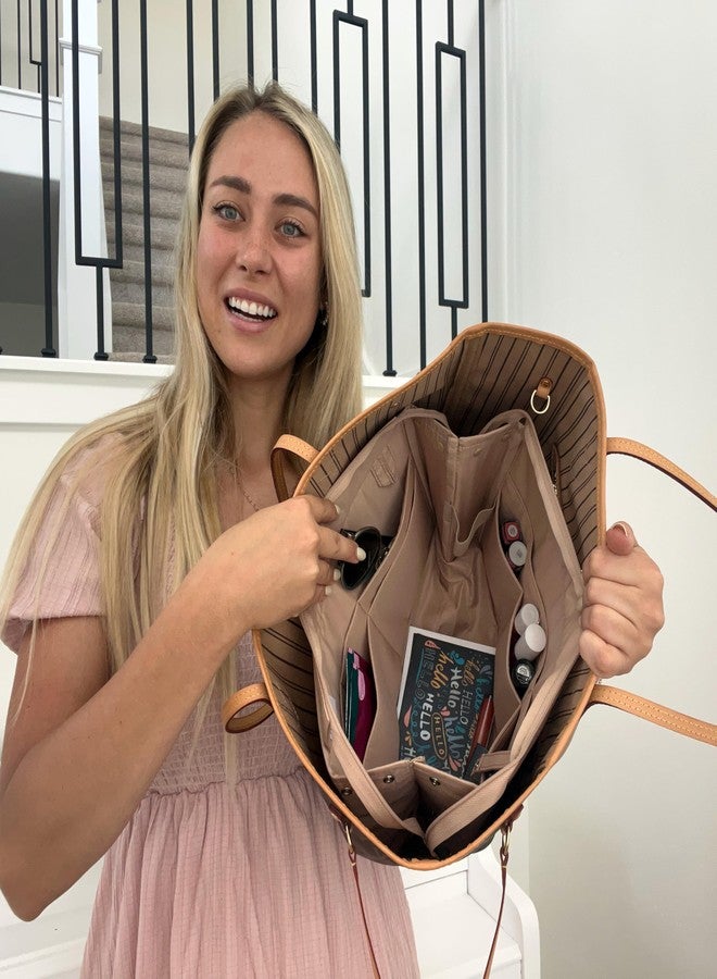 Purse Bling منظم حقائب يد حصري من Purse Bling مزود بسحاب، مناسب لحقائب Speedy وNeverfull وOn The Go وGraceful (حجم كبير جدًا، لون بني فاتح) - Image 2
