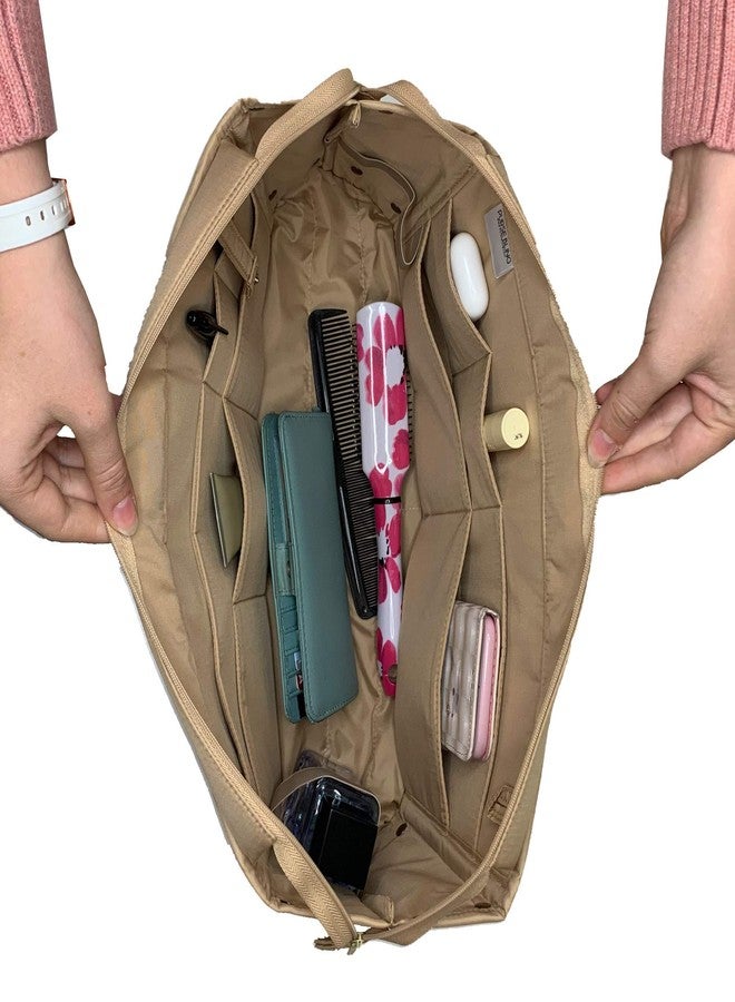 Purse Bling منظم حقائب يد حصري من Purse Bling مزود بسحاب، مناسب لحقائب Speedy وNeverfull وOn The Go وGraceful (حجم كبير جدًا، لون بني فاتح) - Image 5