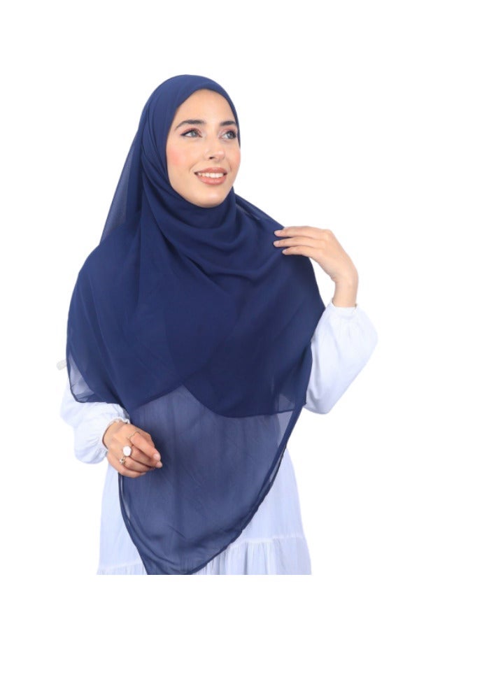 Plain Malaysian Khimar, 150 x 150 cm | Soft and light crepe chiffon material  - full coverage and everyday elegance - Image 2