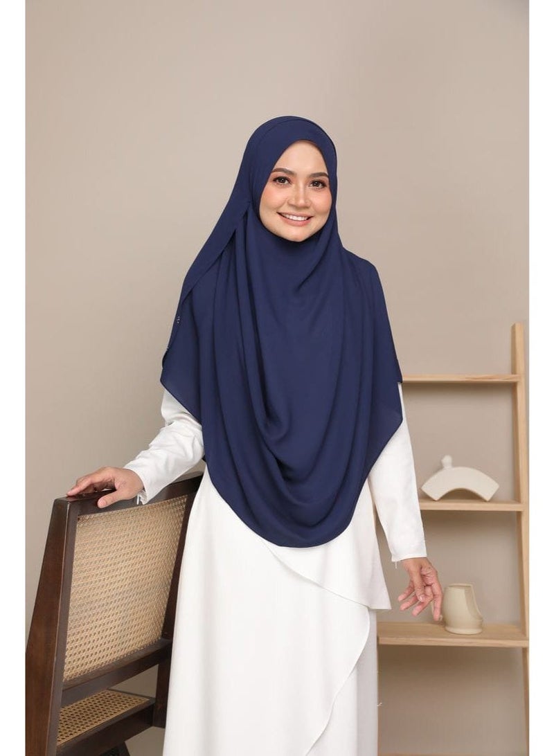 Plain Malaysian Khimar, 150 x 150 cm | Soft and light crepe chiffon material  - full coverage and everyday elegance - Image 4