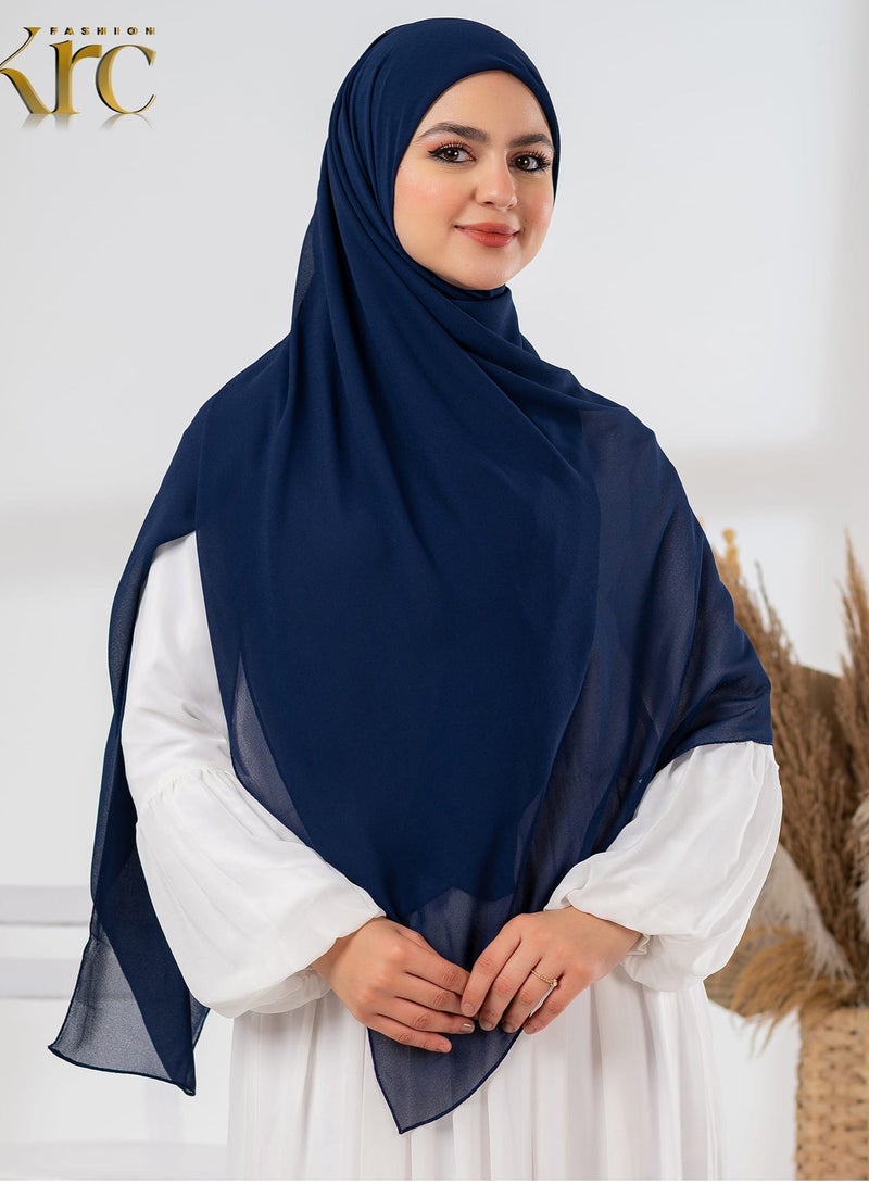 Plain Malaysian Khimar, 150 x 150 cm | Soft and light crepe chiffon material  - full coverage and everyday elegance - Image 3