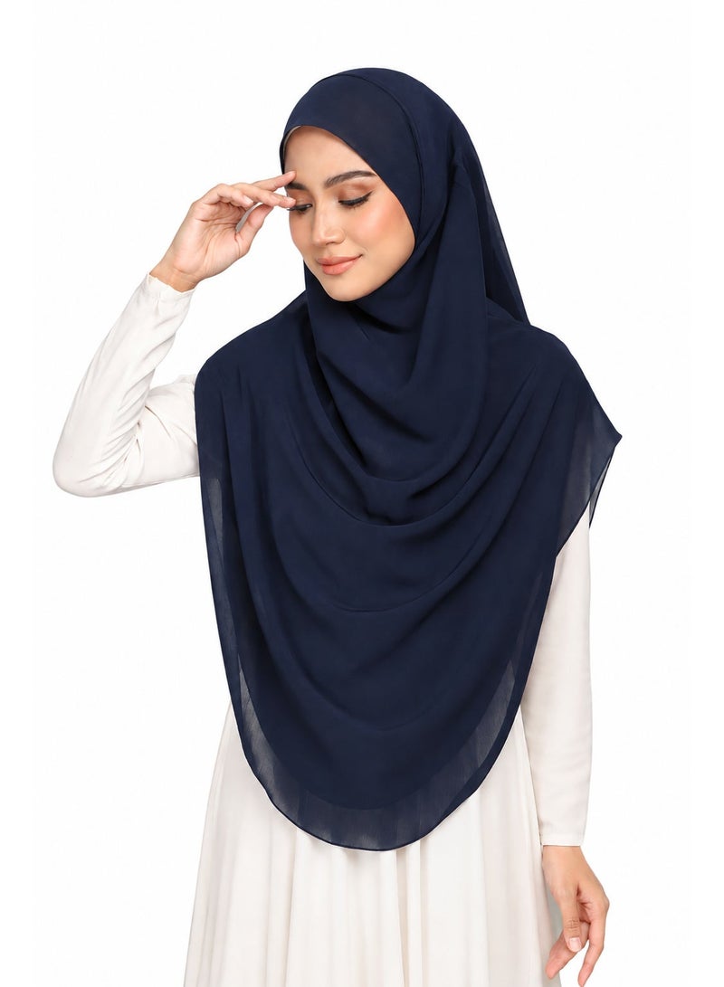 Plain Malaysian Khimar, 150 x 150 cm | Soft and light crepe chiffon material  - full coverage and everyday elegance - Image 1