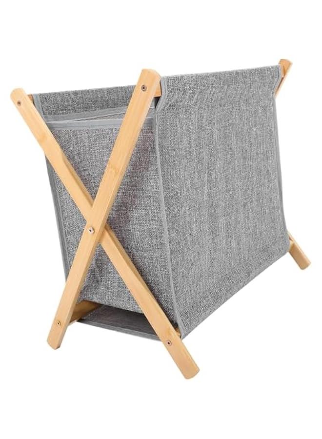 HOOKOR Folding Laundry Basket,Dirty Clothes Hamper Sundries Basket Clothes Storage Basket Clothes Hamper for Clothes Storage Clothes Holder with Removable Fabric Liner Bag,X Frame (Grey) - Image 1