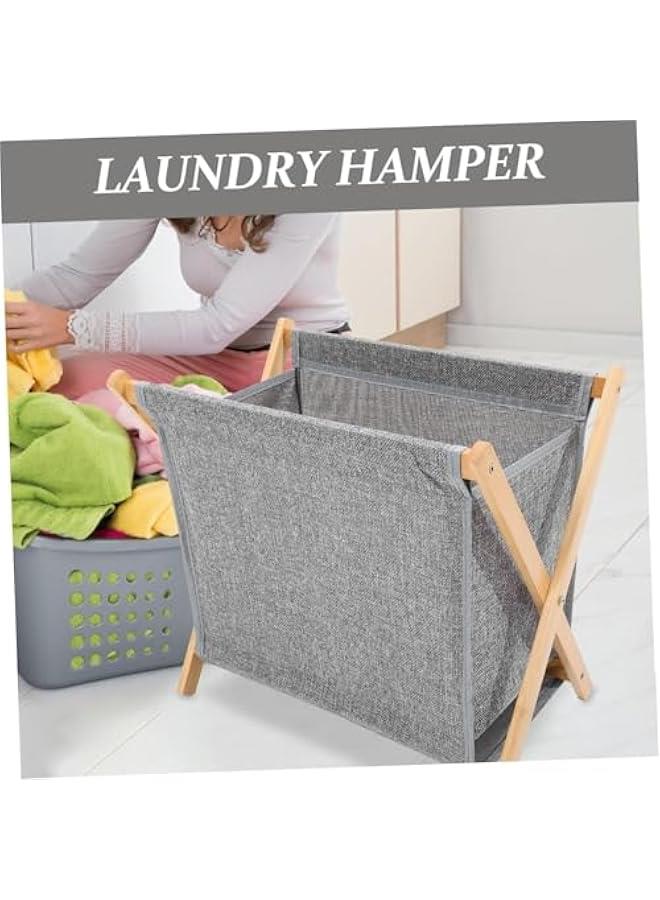 HOOKOR Folding Laundry Basket,Dirty Clothes Hamper Sundries Basket Clothes Storage Basket Clothes Hamper for Clothes Storage Clothes Holder with Removable Fabric Liner Bag,X Frame (Grey) - Image 3