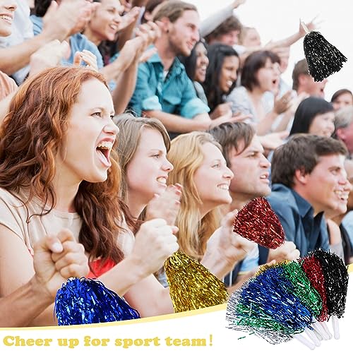 Lovecheer 24PCS Metallic Gold Pom Poms Cheerleading with Handle for Sports Team Spirit Basketball Soccer Hockey Party Cheering - Image 4