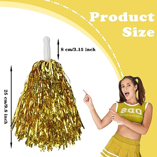 Lovecheer 24PCS Metallic Gold Pom Poms Cheerleading with Handle for Sports Team Spirit Basketball Soccer Hockey Party Cheering - Image 2