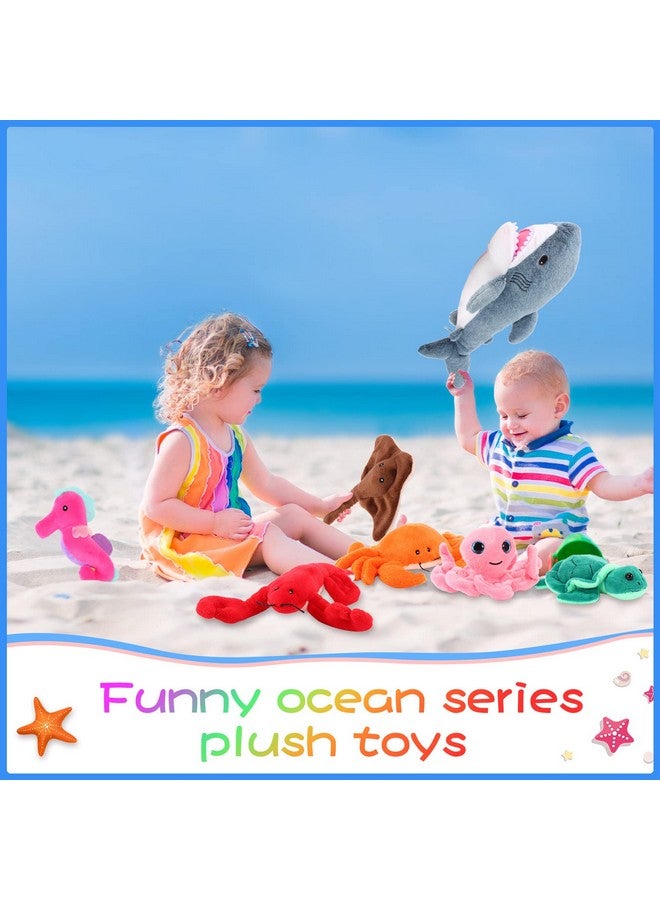 Zomiboo Zomiboo 18 Inch Plush Great White Shark with 7 Pcs of Soft Stuffed Sea Animals Include Manta Ray, Seahorse, Crab, Clown Fish, Turtle, Octopus and Lobster, Gift for Friend Kids  - Image 5