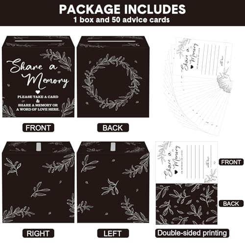 Pajean 50 Pcs Share a Memory Cards for Collections of Life, Memory Cards Box for Guest Ideas Funeral Graduation Wedding Bridal Shower Birthday Anniversary Retirement(Black) - Image 3