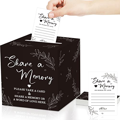 Pajean 50 Pcs Share a Memory Cards for Collections of Life, Memory Cards Box for Guest Ideas Funeral Graduation Wedding Bridal Shower Birthday Anniversary Retirement(Black) - Image 1