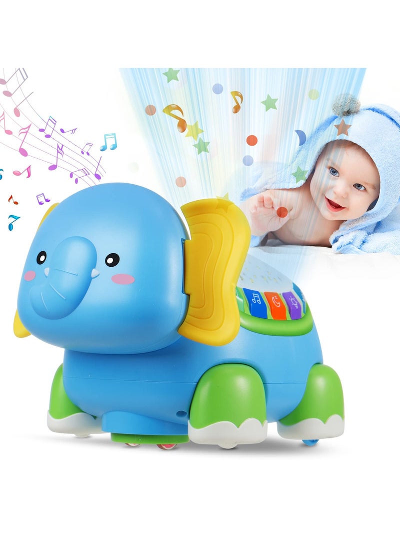 SOLARAE Baby Crawling Toy, Light Up Musical Toy for 6 to 12 Months Boys Girls, Elephant Crawling Infant Toy for Toddlers 1-3, Early Educational Musical Light Up Toy for 0-3 Baby Gift - Image 1