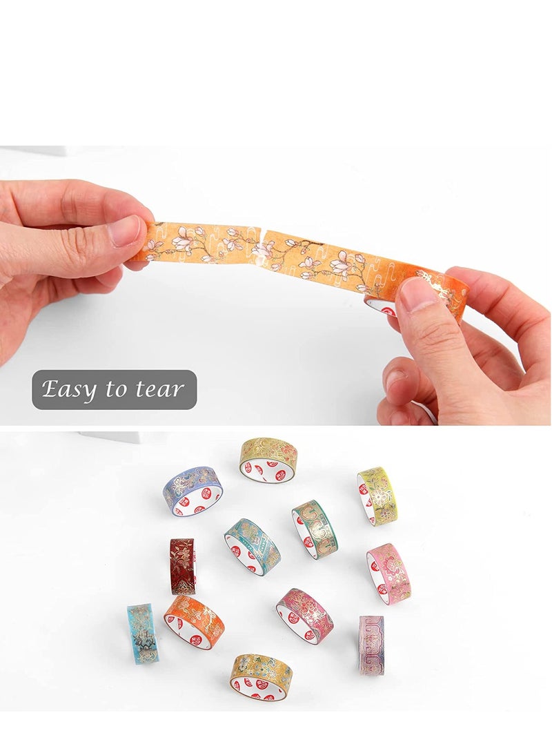 Excefore Vintage Paper Tape 12 Rolls Floral Decorative Tape Adhesive Tape 15mm Broad Tape for Kids Beautiful Sticky Tape for Girls Adhesive Tape for Journaling Supplies Scrapbooking Junk Journal Supplies - Image 4