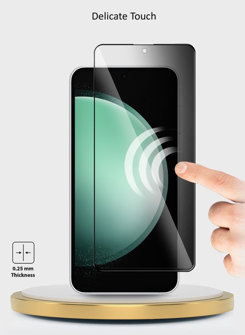 Wtech Samsung Galaxy S24 FE 5G 2024 Premium E2E Privacy Full Glue Full Cover Tempered Glass Screen Protector (MSGECP) - Clear/Black - Image 4