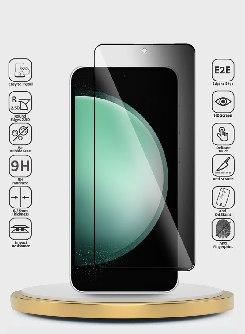 Wtech Samsung Galaxy S24 FE 5G 2024 Premium E2E Privacy Full Glue Full Cover Tempered Glass Screen Protector (MSGECP) - Clear/Black - Image 2