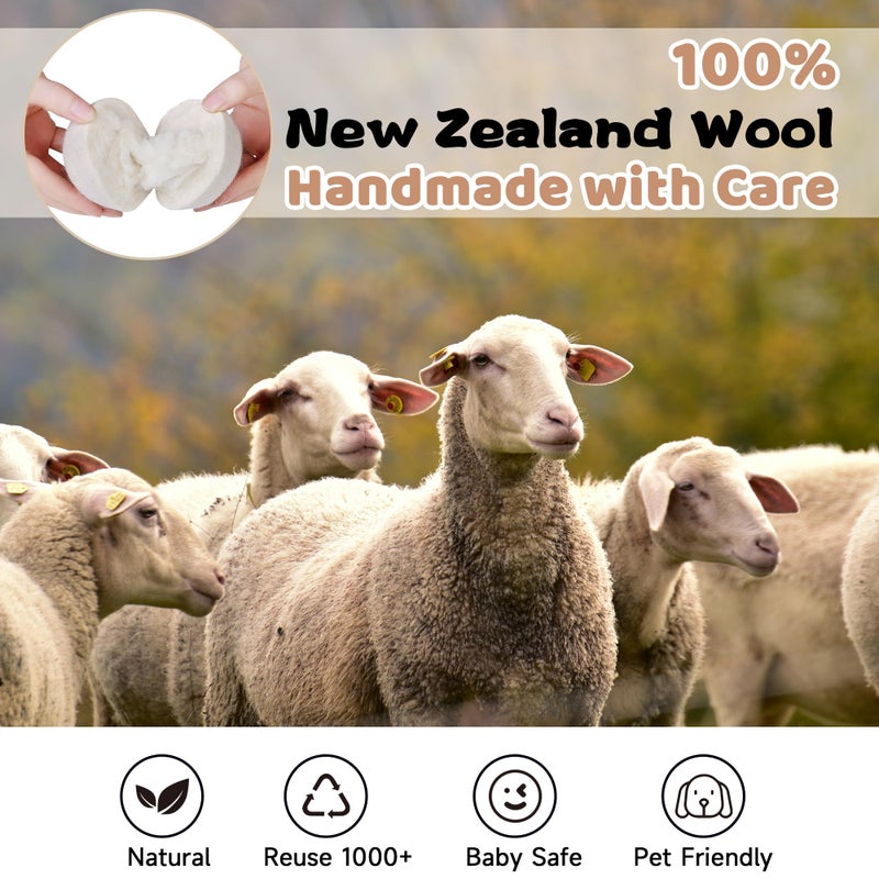 ALLINCOZY Wool Dryer Balls Laundry Reusable, Natural Eco-Friendly Fabric Softener Reduce Clothing Wrinkles, New Zealand Wool Laundry Balls for Dryer (Pack of 6, Animal) - Image 4