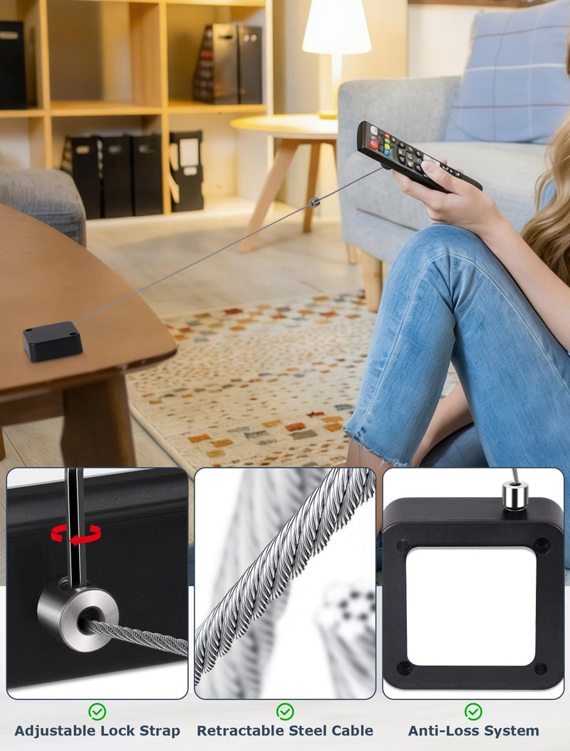 MERDTTES 6.5 Ft Retractable Remote Control Tether Locks, Security Lanyard Lock with Adjustable Leash Length Clasp for TV Remote Control, Tablets Showroom, Gaming Controller (2 PCS) - Image 4