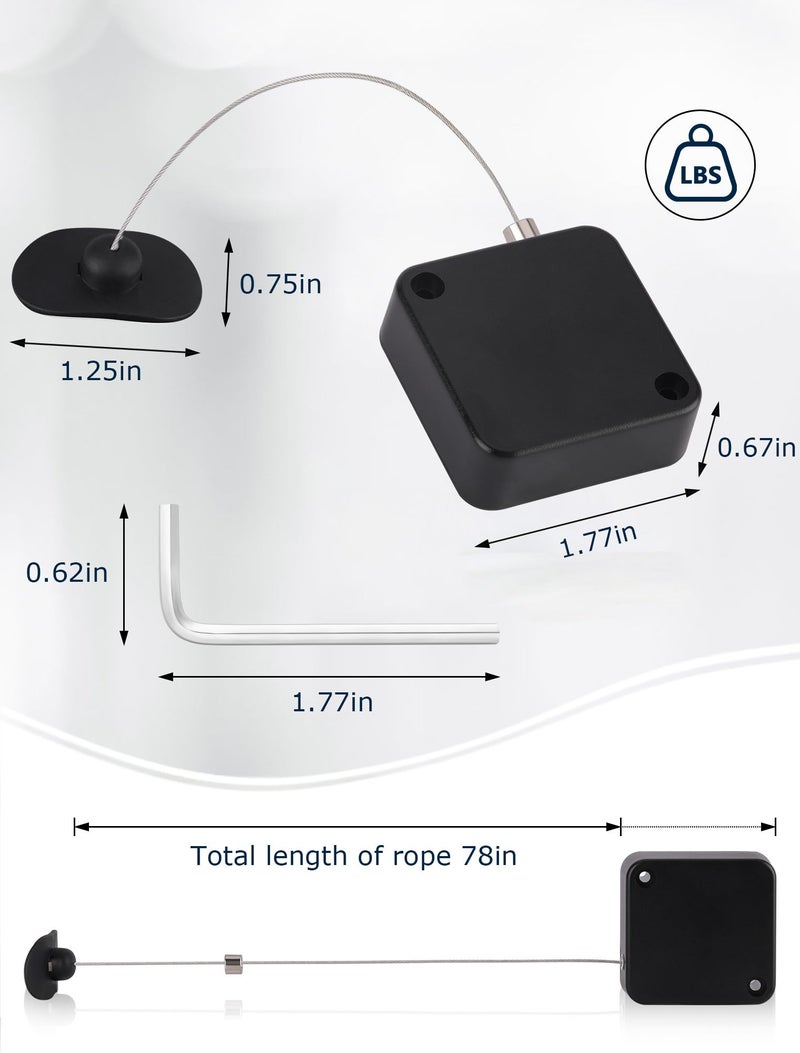 MERDTTES 6.5 Ft Retractable Remote Control Tether Locks, Security Lanyard Lock with Adjustable Leash Length Clasp for TV Remote Control, Tablets Showroom, Gaming Controller (2 PCS) - Image 3