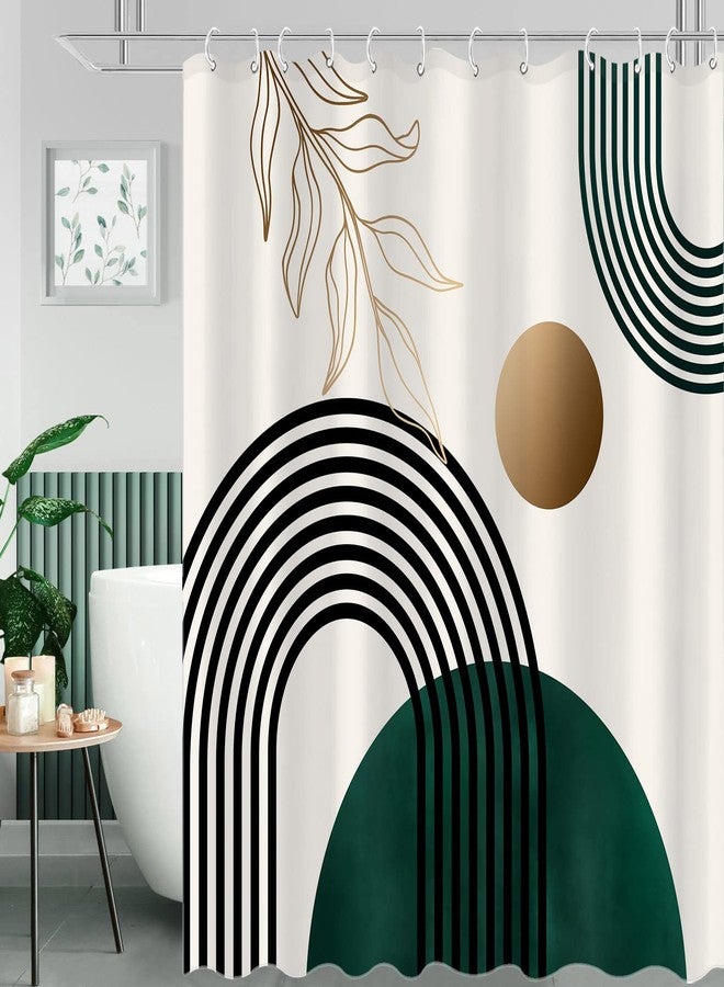 Aipon Green Mid Century Shower Curtain for Bathroom Abstract Boho Shower Curtain Modern Fabric Waterproof Bathroom Curtains (72'' × 72'', Green) - Image 2