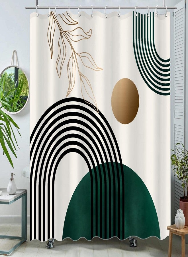 Aipon Green Mid Century Shower Curtain for Bathroom Abstract Boho Shower Curtain Modern Fabric Waterproof Bathroom Curtains (72'' × 72'', Green) - Image 1