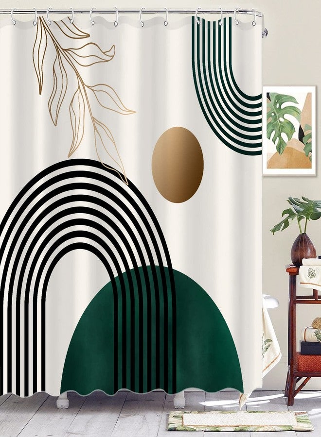 Aipon Green Mid Century Shower Curtain for Bathroom Abstract Boho Shower Curtain Modern Fabric Waterproof Bathroom Curtains (72'' × 72'', Green) - Image 4
