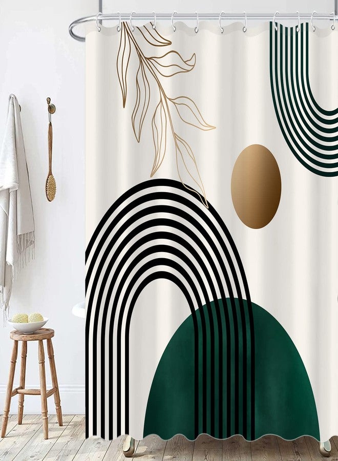 Aipon Green Mid Century Shower Curtain for Bathroom Abstract Boho Shower Curtain Modern Fabric Waterproof Bathroom Curtains (72'' × 72'', Green) - Image 3