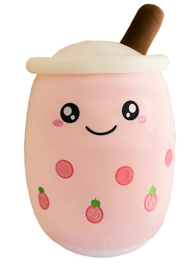 FIONOUT Bubble Tea Plush Pillow Mini Kawaii Cute Boba Strawberry Plush 13.7 inch Stuffed Boba Cup Shape Doll Super Soft Hugging Pillow Plush Gift for Adults(Pink) - Image 1