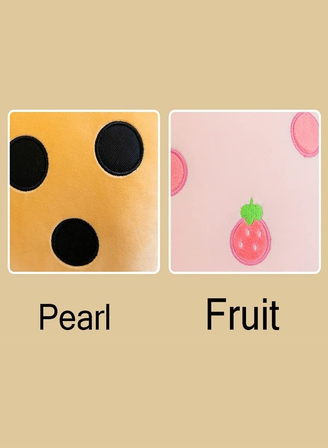 FIONOUT Bubble Tea Plush Pillow Mini Kawaii Cute Boba Strawberry Plush 13.7 inch Stuffed Boba Cup Shape Doll Super Soft Hugging Pillow Plush Gift for Adults(Pink) - Image 3