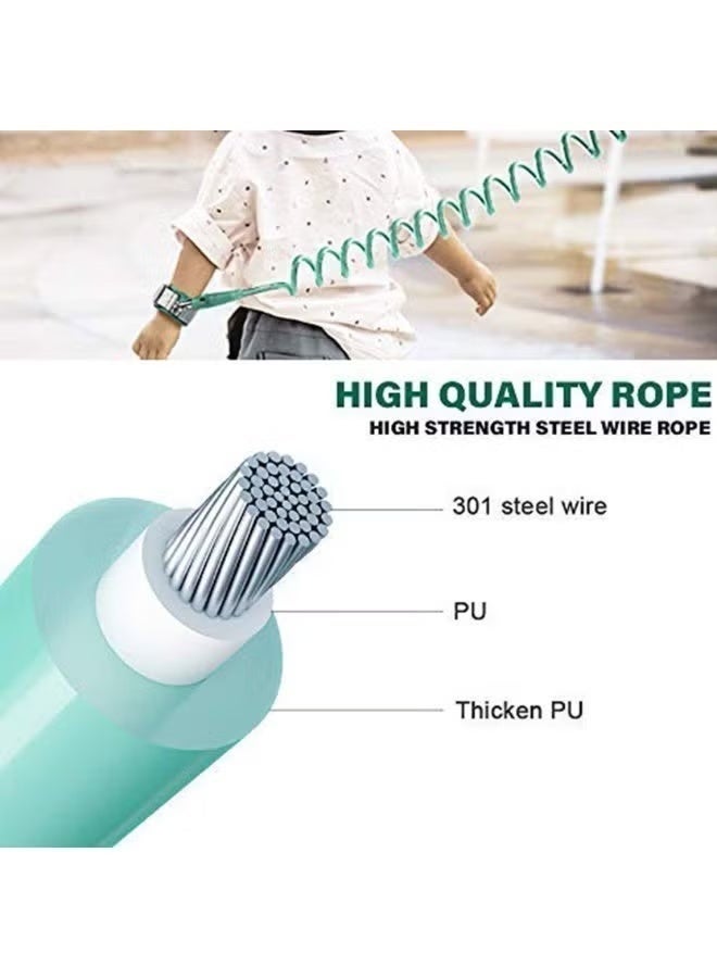 Toddler Safety Harness Walking Leash with Anti Lost Wrist Link & Key Lock, Adjustable Child Safety Wristband, 2M 360° Rotating Stretchable Rope, Kids Anti-Lost Leash for Baby Boys & Girls, Travel, Shopping & Outdoor Walking-GREEN - Image 3