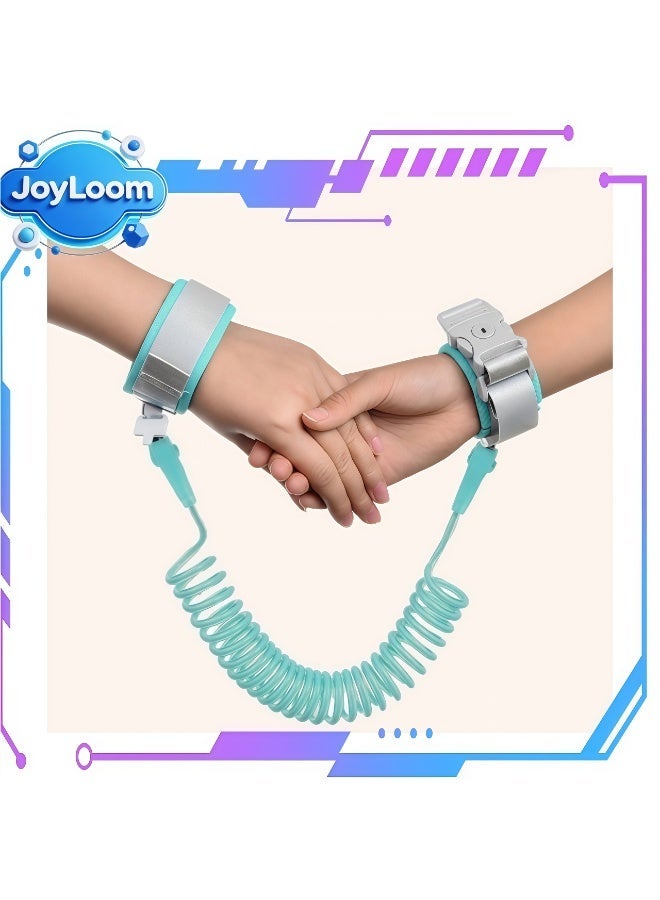 Toddler Safety Harness Walking Leash with Anti Lost Wrist Link & Key Lock, Adjustable Child Safety Wristband, 2M 360° Rotating Stretchable Rope, Kids Anti-Lost Leash for Baby Boys & Girls, Travel, Shopping & Outdoor Walking-GREEN - Image 1