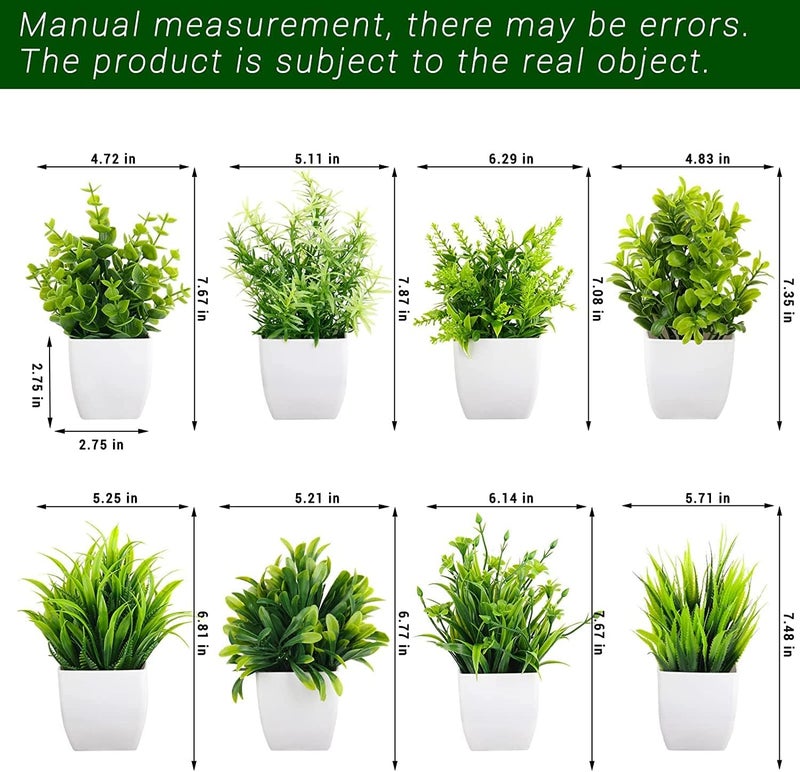 Dekorly Artificial Potted Plants, 8 Pack Artificial Plastic Eucalyptus Plants Small Indoor Potted Houseplants, Small Faux Plants for Home Decor Bathroom Office Farmhouse (Set 0F 8) - Image 4