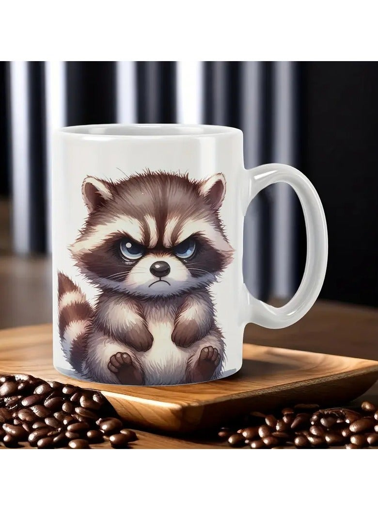 RYN® 11OZ Ceramic Coffee Mug with Handle, Large Raccoon Print - Novelty Gift Cup for Hot/Cold Beverages, Ideal for Halloween, Christmas, Weddings, Birthdays, Valentine's Day - Image 2