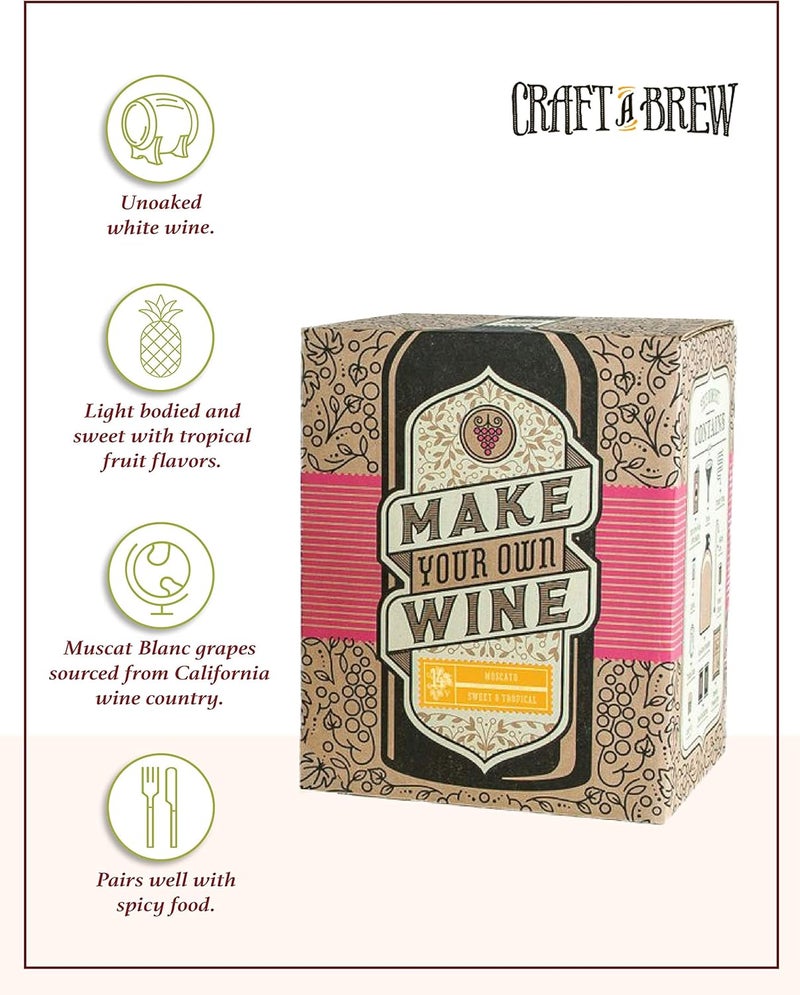 Craft A Brew طقم صنع موسكاتو في المنزل - تخمير سهل للمبتدئين مع المكونات واللوازم - تجربة صانع النبيذ النهائية - Image 2
