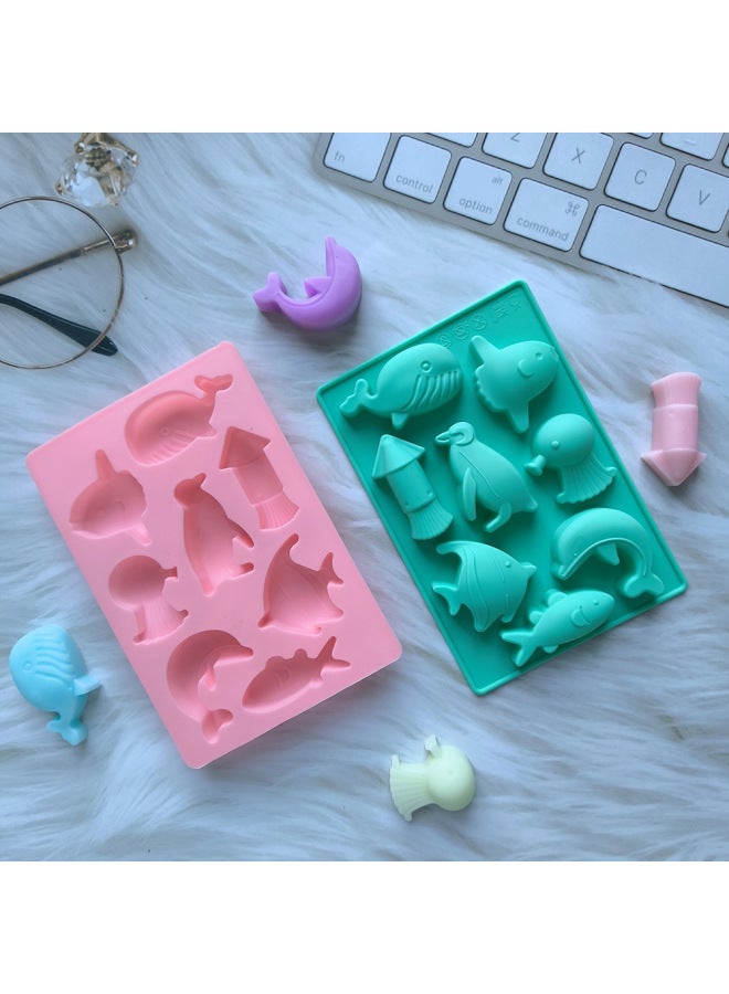 8 Consecutive Ocean Fish 751 Silicone Chocolate MolD 3D CanDy PuDDing Baking Biscuit Cake Decoration Plug-in-Color:Rice Powder - Image 3