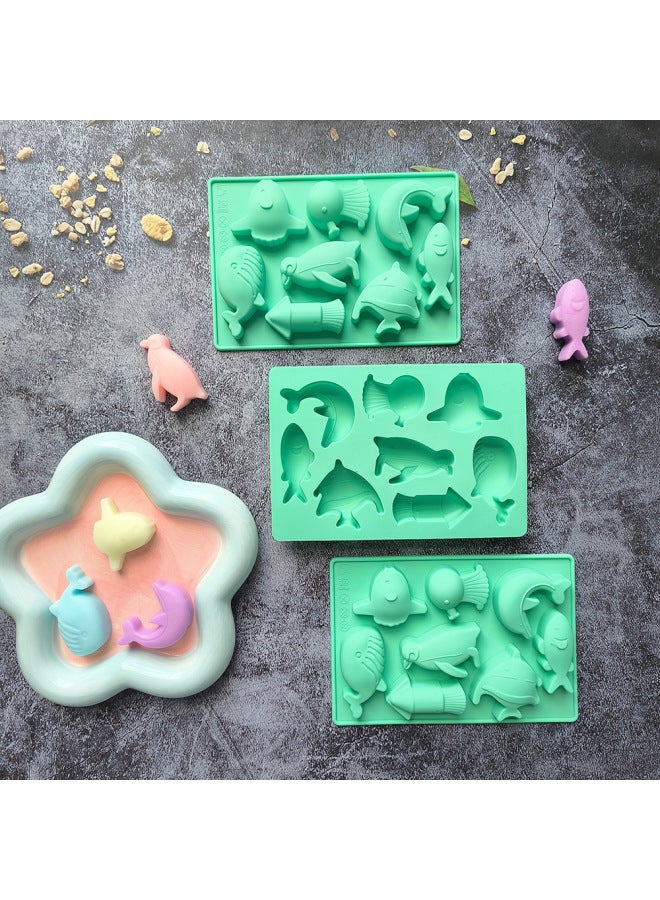 8 Consecutive Ocean Fish 751 Silicone Chocolate MolD 3D CanDy PuDDing Baking Biscuit Cake Decoration Plug-in-Color:Rice Powder - Image 2