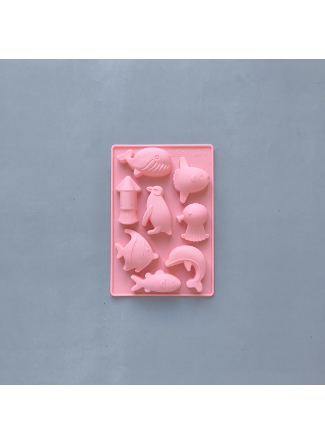 8 Consecutive Ocean Fish 751 Silicone Chocolate MolD 3D CanDy PuDDing Baking Biscuit Cake Decoration Plug-in-Color:Rice Powder - Image 1