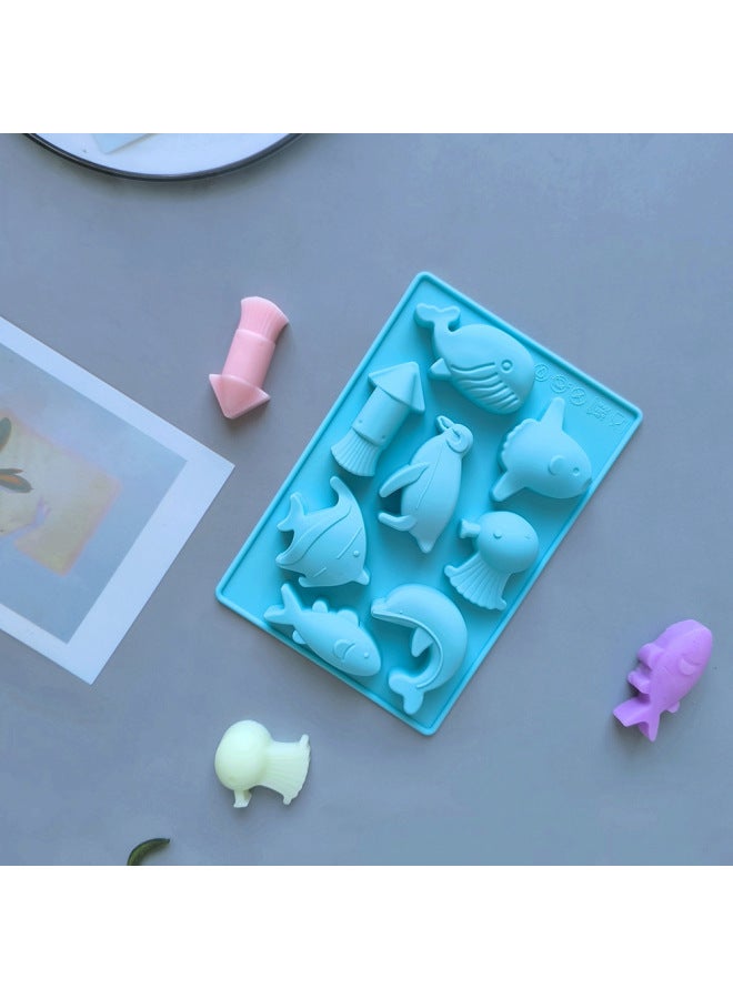 8 Consecutive Ocean Fish 751 Silicone Chocolate MolD 3D CanDy PuDDing Baking Biscuit Cake Decoration Plug-in-Color:Rice Powder - Image 4