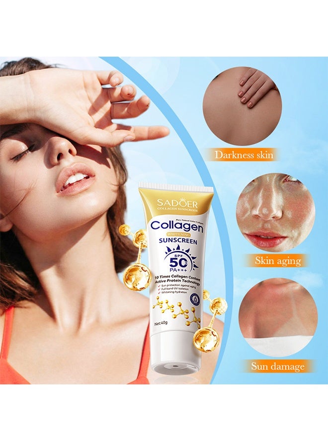سادور واقي شمس لتفتيح البشرة بالكولاجين SPF 50 PA محتوى الكولاجين 10 أضعاف تقنية البروتين النشط حماية من الشمس ضد الشيخوخة 40 جرام - Image 3