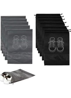 Generic Large Travel Storage Shoe Bag 12pcs Portable Shoe Bag Dust proof Shoe Organizer Bags for Men and Women Shoes Black Grey  - Image 1