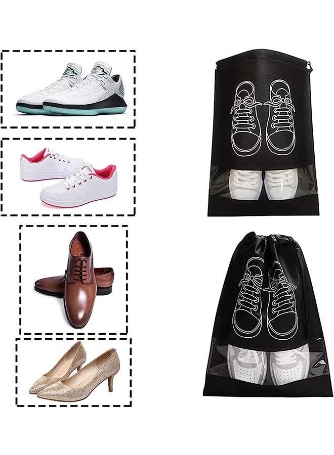 Large Travel Storage Shoe Bag 12pcs Portable Shoe Bag Dust proof Shoe Organizer Bags for Men and Women Shoes Black Grey  - Image 2