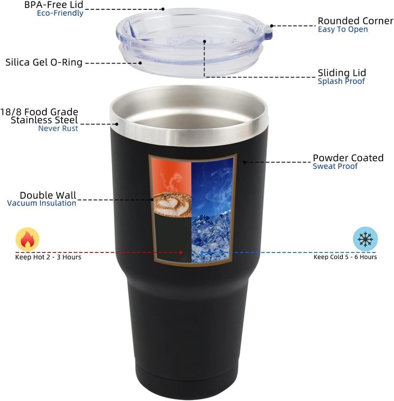 JEMICA 30 oz Tumbler with Lid and Straw Stainless Steel Tumblers Bulk Insulated Vacuum Double Wall Travel Coffee Mug Durable Powder Coated Tumbler Cup - Image 5