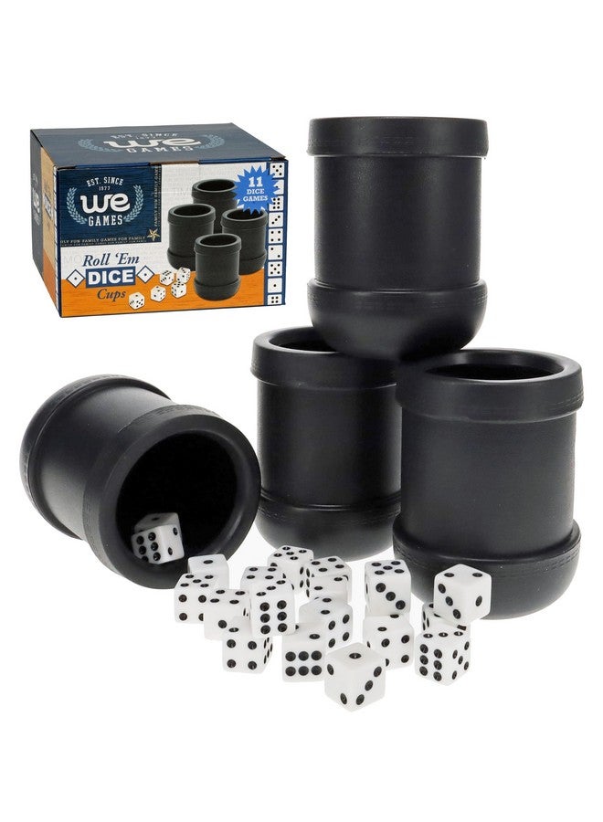 WE Games Dice Cups, Professional Grade Plastic with 20 Dice & Instructions for Liar's Dice, Set of 4 - Image 1
