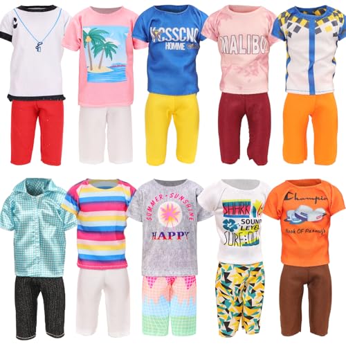 BARWA Lot 3 Sets Fashion Outfit Clothes 3 Tops with 3 Trousers for 12 inch Boy Friend Doll - Image 2