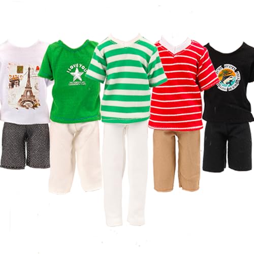 BARWA Lot 3 Sets Fashion Outfit Clothes 3 Tops with 3 Trousers for 12 inch Boy Friend Doll - Image 5