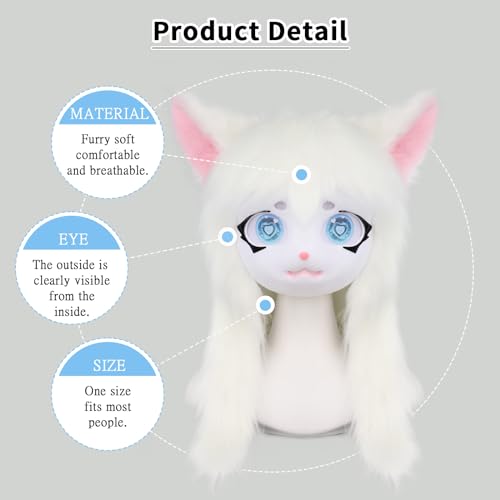SMILETERNITY SMILETERNIT Animal Head Cat Fursuit Cut Mask Halloween Masquerade Costume Props - Image 3