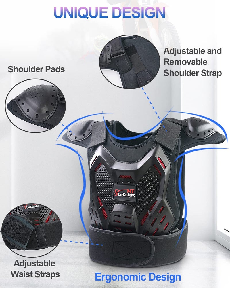 StarknightMT Kids Dirt Bike Gear - Youth Motorcycle Gear Riding Protective Motocross Armor Suit Chest Protector for Boys Girls Biking Cycling Skating Off-Road, Black - Image 2