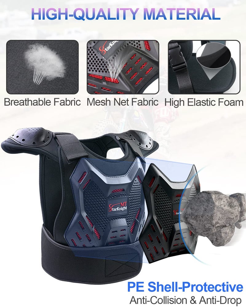 StarknightMT Kids Dirt Bike Gear - Youth Motorcycle Gear Riding Protective Motocross Armor Suit Chest Protector for Boys Girls Biking Cycling Skating Off-Road, Black - Image 3