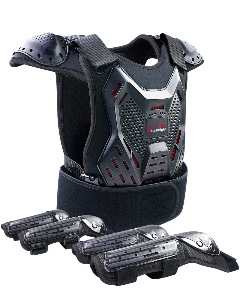 StarknightMT Kids Dirt Bike Gear - Youth Motorcycle Gear Riding Protective Motocross Armor Suit Chest Protector for Boys Girls Biking Cycling Skating Off-Road, Black - Image 1