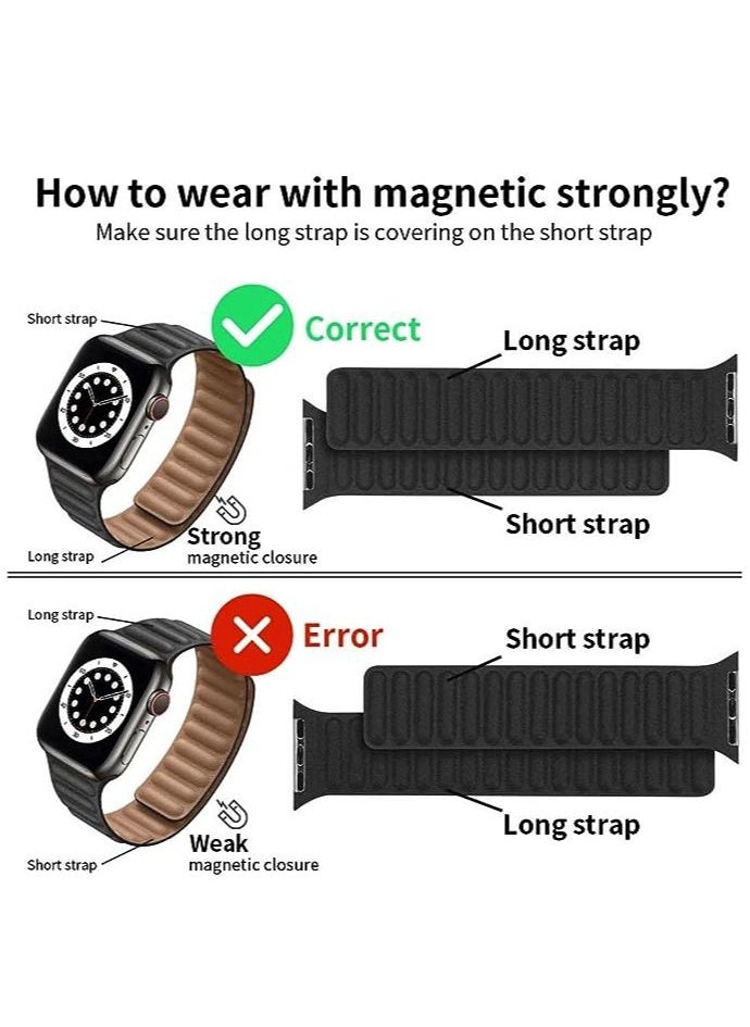 ELTRAZONE - Compatible with Apple Watch Band 45mm,Genuine Leather Watch Strap Replacement for Apple Watch Series 7 - Image 1