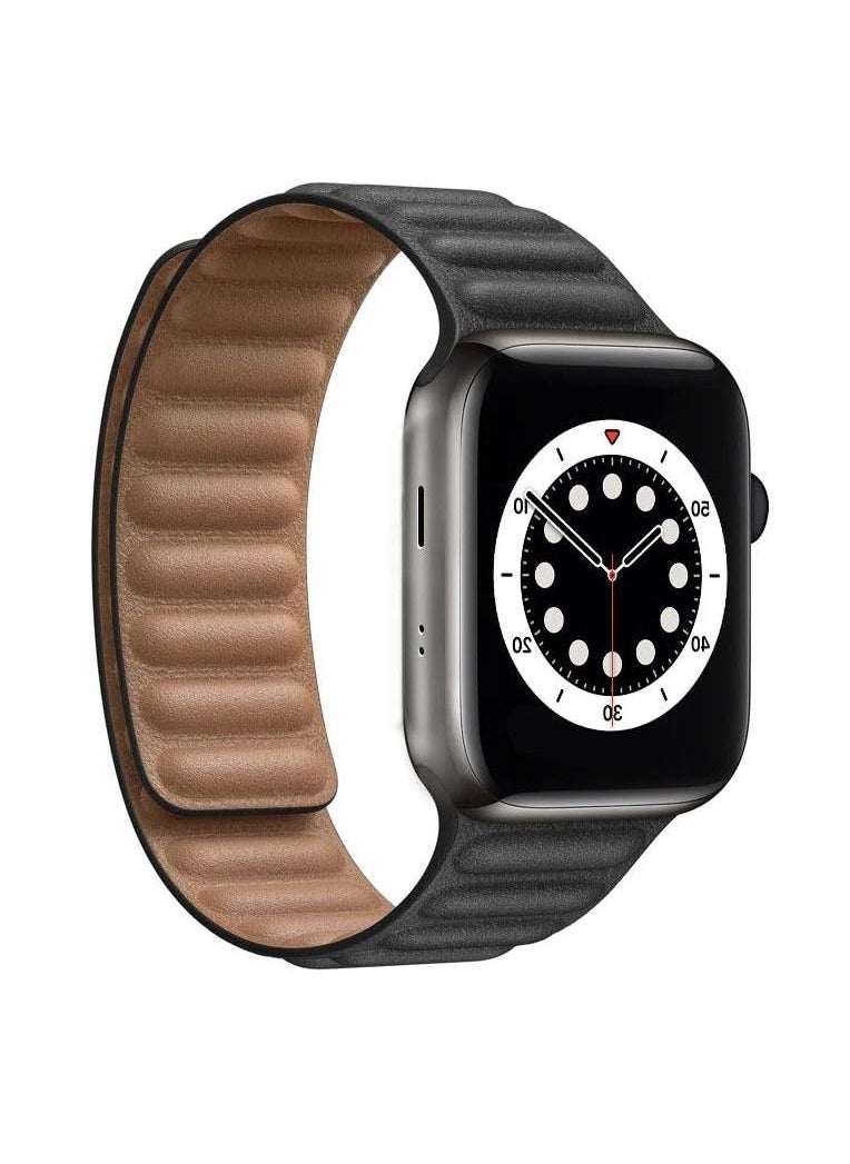 ELTRAZONE - Compatible with Apple Watch Band 45mm,Genuine Leather Watch Strap Replacement for Apple Watch Series 7 - Image 1