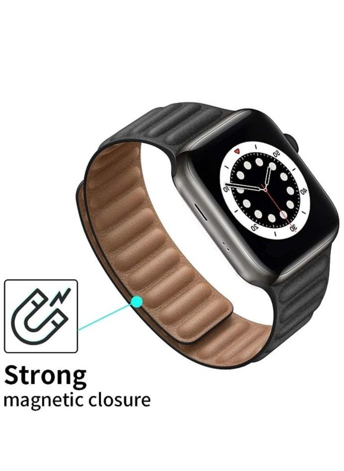 ELTRAZONE - Compatible with Apple Watch Band 45mm,Genuine Leather Watch Strap Replacement for Apple Watch Series 7 - Image 1