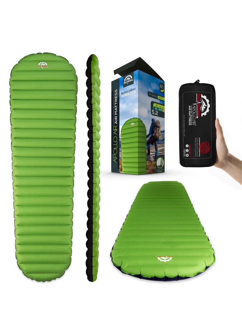Gear Doctors Gear Doctors Ultralight 17oz Camping Sleeping pad ApolloAir  Compact Warm 52 RValue 4 Season Air Mattress Perfect for Backpacking Hiking  Lightweight Inflatable  Compact Sleep Pad 
